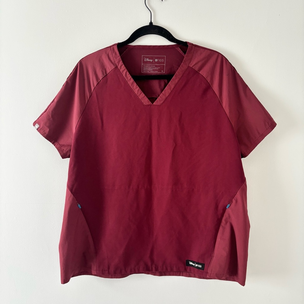FIGS x Disney Mickey Mouse Scrub Top Special Edition Short-Sleeve Burgundy